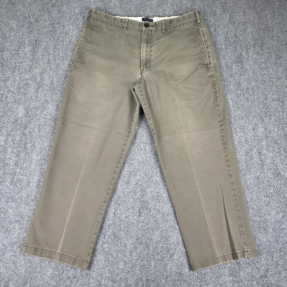 Lands End Pants Mens 37x26 Green Traditional Fit 100% Cotton Chino Casual